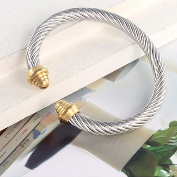 Modern Cable Twist Cuff Bracelet - Picture 7 of 7